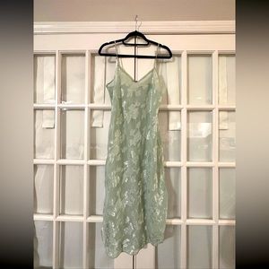 Vintage Mint Green Long Night Gown Sleepwear Small